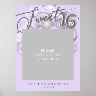 Affiche Silver Sweet 16 Balloons Party Photo Prop Lavender