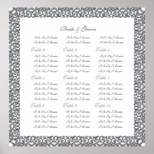 Affiche Silver wedding seating charts border