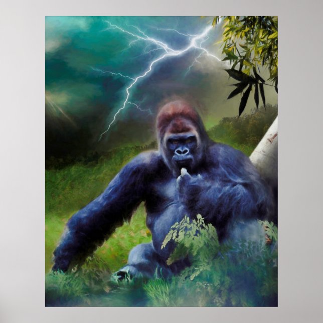 AFFICHE SILVERBACK GORILLA JUNGLE ÉCLAIRAGE (Devant)