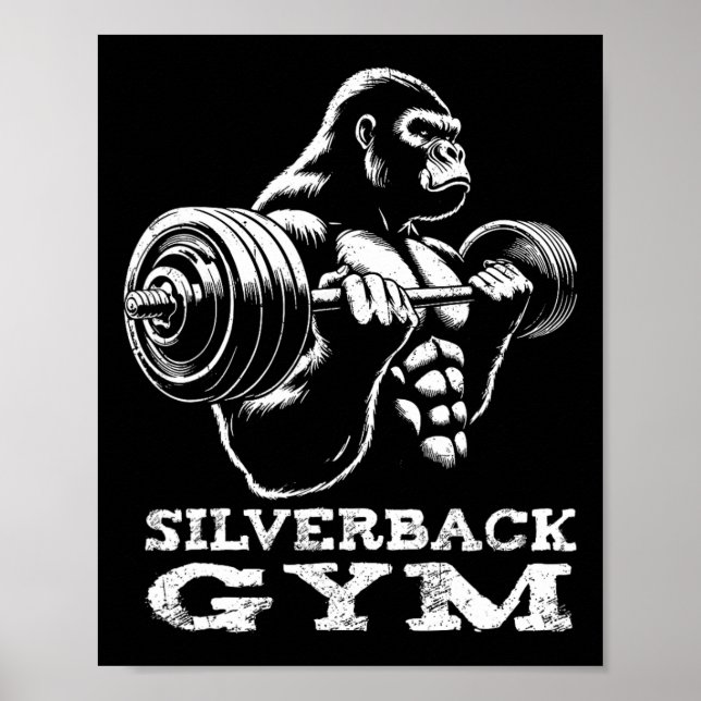 Affiche Silverback Gym Gorilla Entraînement d'haltérophili (Devant)