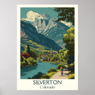 Affiche Silverton Colorado Vintage Mountain Town Travel Ar