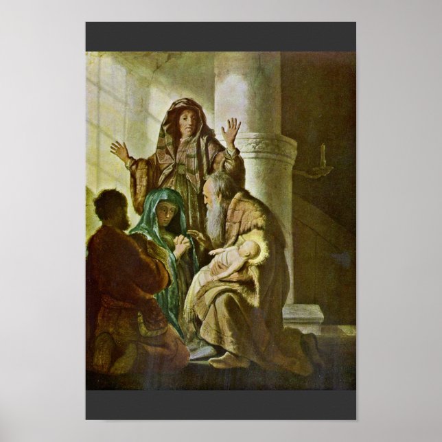 Affiche Siméon Dans Le Temple. Par Rembrandt Van Rijn (Devant)