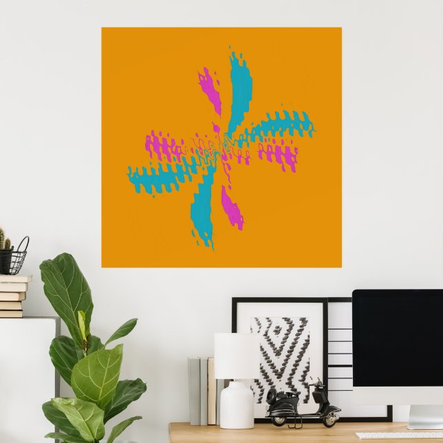Affiche Simple Abstrait Papillon Motif Messy Vol (Bureau à domicile)