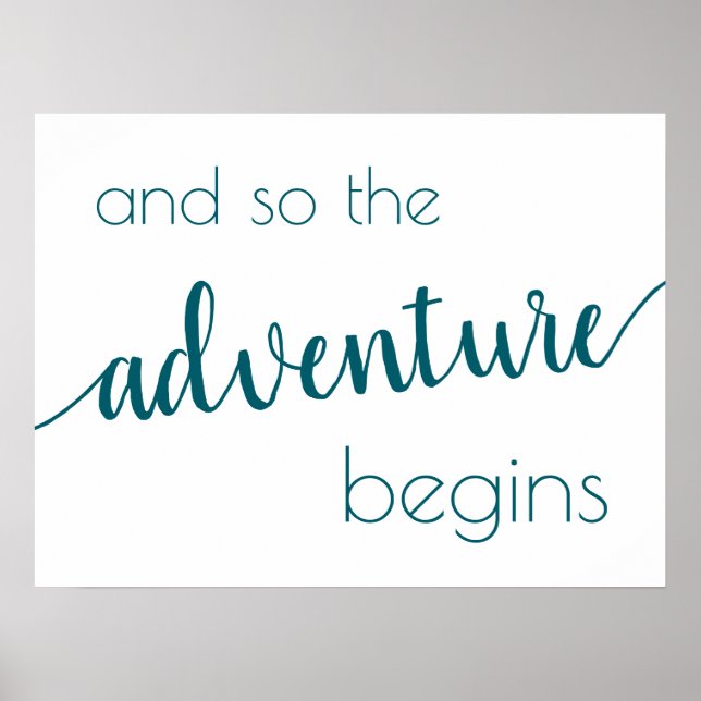 Affiche Simple Adventure Begins | Teal Aqua Party Event (Devant)