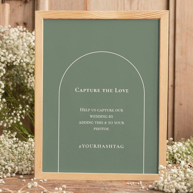Affiche Simple Arche Bohème Vert Sauge Mariage Hashtag (Créateur téléchargé)