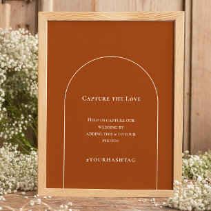 Affiche Simple Arche Boho Terracotta Mariage Hashtag