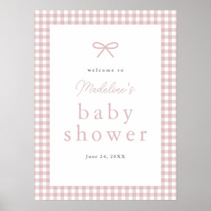 Affiche Simple Bienvenue Gingham Rose Poussiéreuse Fille B