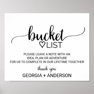 Affiche Simple Black Calligraphy Bucket List Sign