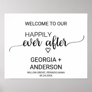 Affiche Simple Black Calligraphy Happily Ever After Sign