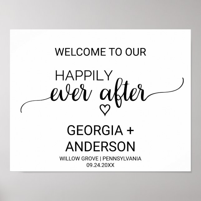 Affiche Simple Black Calligraphy Happily Ever After Sign (Devant)