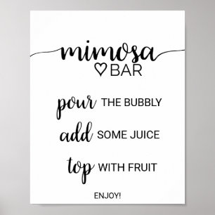 Affiche Simple Black Calligraphy Mimosa Bar Sign