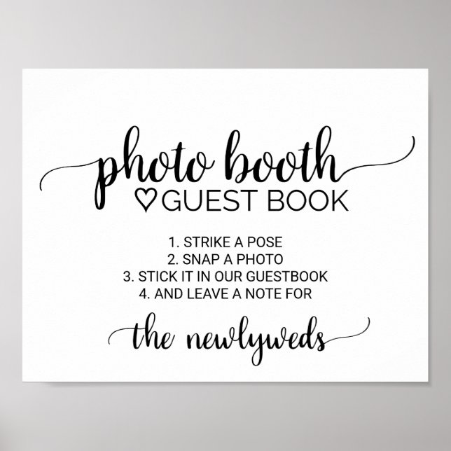 Affiche Simple Black Calligraphy Photobooth Livre d'invité (Devant)