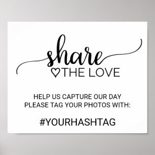 Affiche Simple Black Calligraphy Share The Love Sign