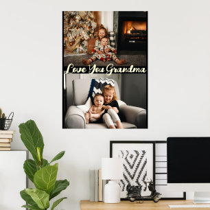Affiche Simple Black Love You Grand-mère Photo personnalis
