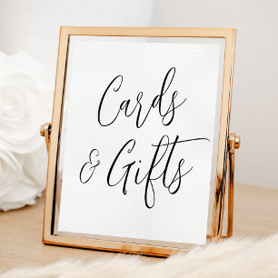 Affiche Simple Black Script Wedding Cards and Gifts Sign