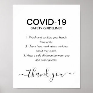 Affiche Simple Black & White Covid Safety Guidelines Party