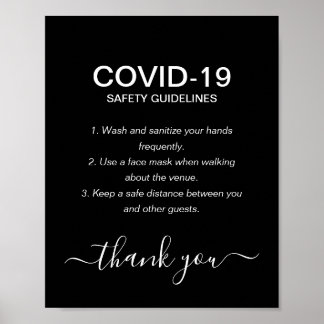 Affiche Simple Black & White Covid Safety Guidelines Party
