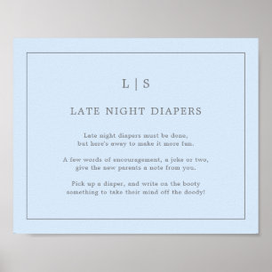 Affiche Simple Blue Late Night Diapeurs Baby shower Jeu