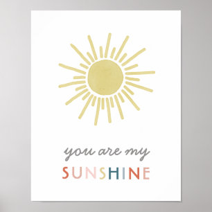 Affiche Simple Boho Aquarelle Or Vous Êtes Mon Soleil