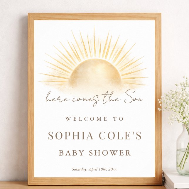 Affiche Simple Boho Bienvenue Bébé Garçon Célébration de N (Créateur téléchargé)