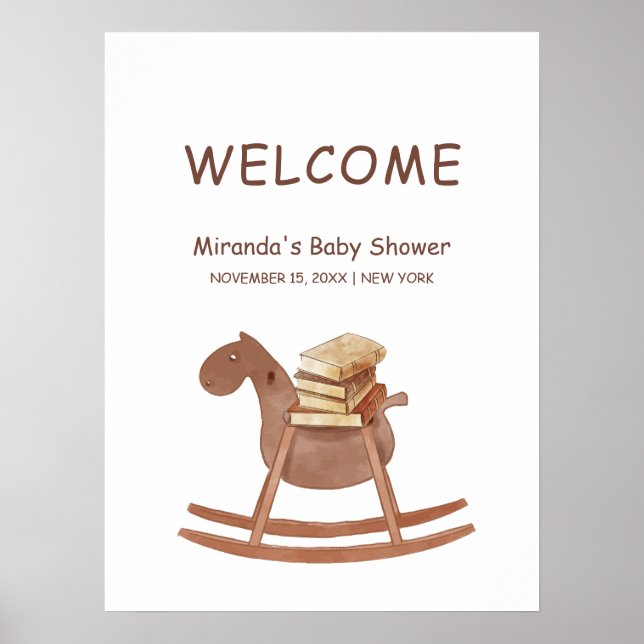 Affiche Simple Boho New Chapter Book Baby Shower Welcome (Devant)