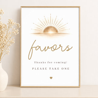 Affiche Simple Boho Sunburst Baby Shower Party Favors Sign