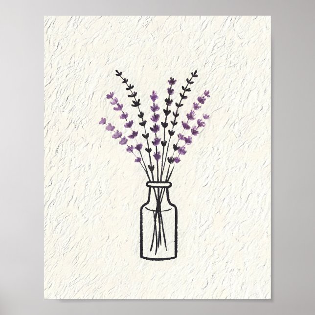 Affiche Simple Bouquet de Lavande dans une Bouteille en Ve (Devant)