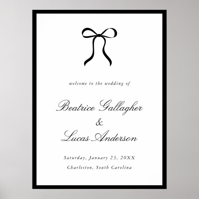 Affiche Simple Bow Classic Wedding Welcome Sign (Devant)