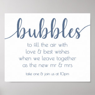 Affiche Simple Bubbles   Dusty Blue Party Event Station