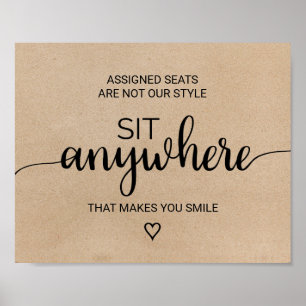 Affiche Simple Calligraphie Faux Kraft Sit Anywhere