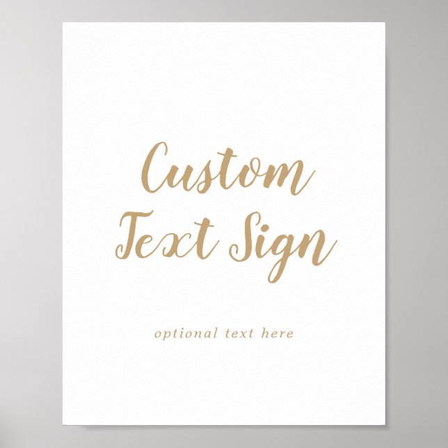Affiche Simple Calligraphy | Gold Wedding Custom Text Sign (Devant)
