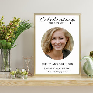 Affiche Simple Célébration de la vie Photo Funérailles Mém