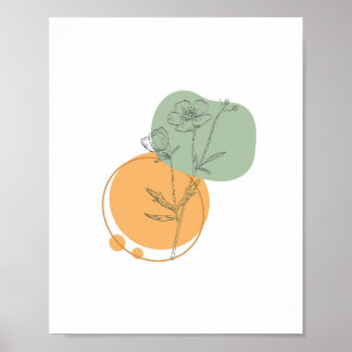 Affiche Simple Chic minimaliste Abstrait Style Boho Floral
