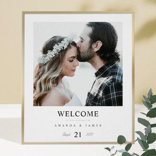 Affiche Simple Chic Photo Custom Wedding Welcome