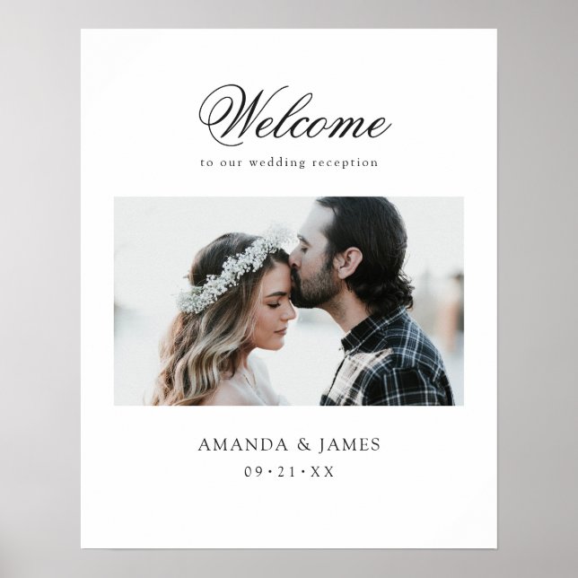 Affiche Simple Chic Photo Mariage Réception de bienvenue p (Devant)