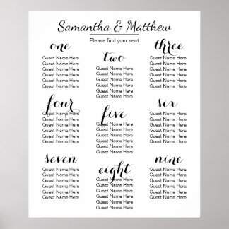 Affiche Simple & Chic Wedding (Scattered) | Seating Chart