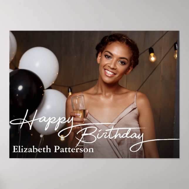 Affiche Simple Classique Joyeux Anniversaire Photo (Devant)