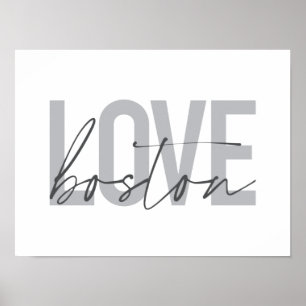 Affiche Simple, cool, moderne, design urbain Love Boston