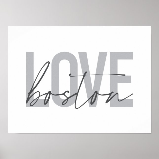 Affiche Simple, cool, moderne, design urbain Love Boston (Devant)