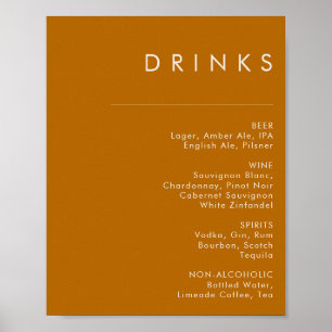 Affiche Simple Desert   Burnt Orange Drinks Menu Sign