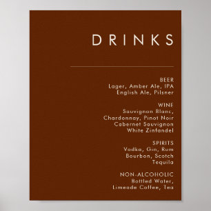 Affiche Simple Désert Menu des Boissons Cannelle Foncée