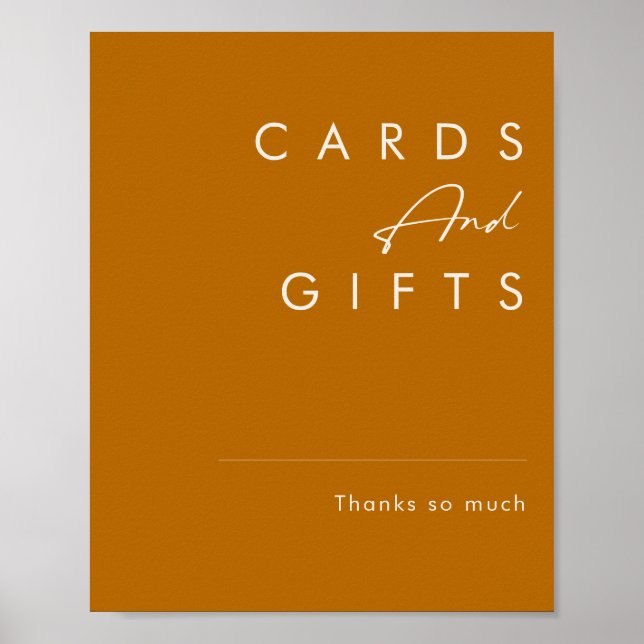 Affiche Simple Désert | Panneau Cartes et Cadeaux Orange B (Devant)