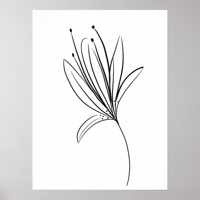Affiche Simple dessin de fleur de lys en noir et blanc (Devant)