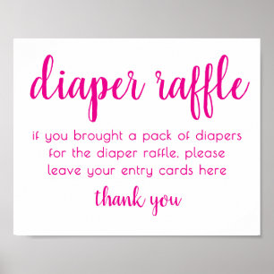 Affiche Simple Diaper Raffle   Hot Pink Baby Shower