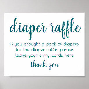 Affiche Simple Diaper Raffle Teal Aqua Baby Shower