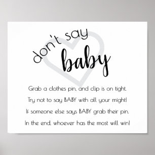 Affiche Simple Dont Say Baby   Black Script Shower Game