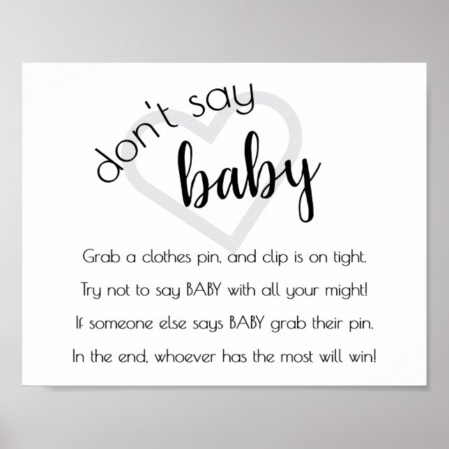 Affiche Simple Dont Say Baby | Black Script Shower Game (Devant)