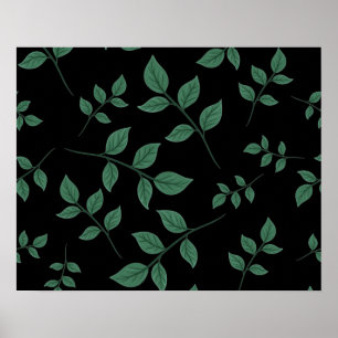Affiche Simple Elegant Botanique Vert Feuille Motif