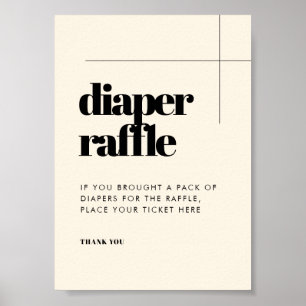 Affiche Simple élégant & chic Diaper Raffle panneau