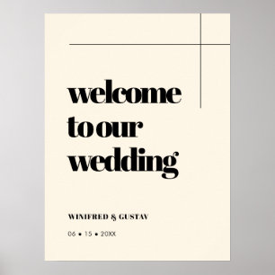 Affiche Simple Elegant & Chic Mariage Welcome Cream